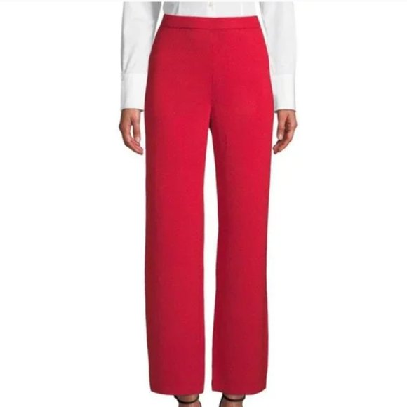 ST JOHN Wool Blend Wide Leg Red Trouser Pant Large - Picture 2 of 7